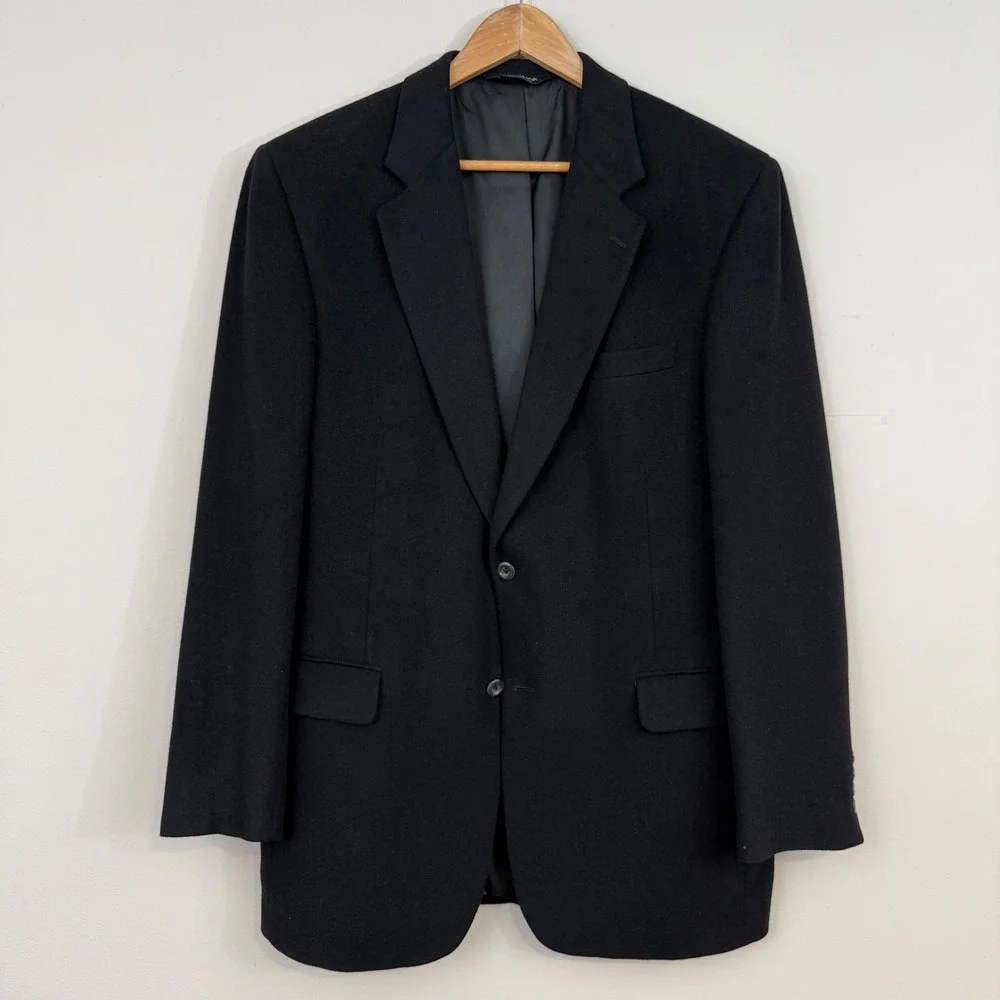 Jos A Bank 100% Cashmere Black Gordon Blazer Sport Coat Jacket Two Button 43L